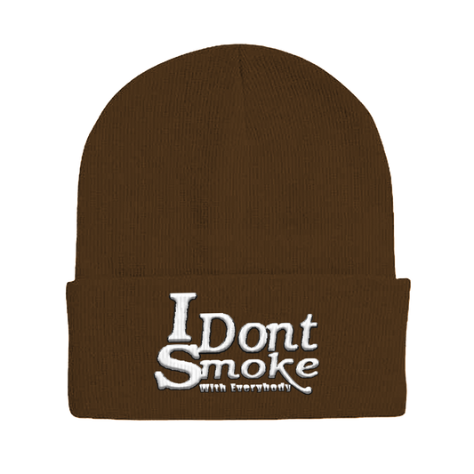 #IDontSmokeWithEverybody Beanie  (Embroidered) - Brown & White