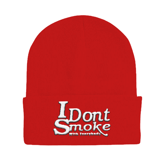 #IDontSmokeWithEverybody Beanie  (Embroidered) - Red & White