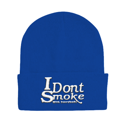 #IDontSmokeWithEverybody Beanie  (Embroidered) - Royal Blue & White