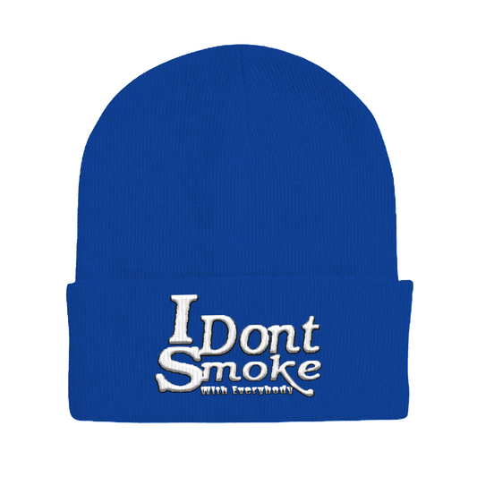 #IDontSmokeWithEverybody Beanie  (Embroidered) - Royal Blue & White