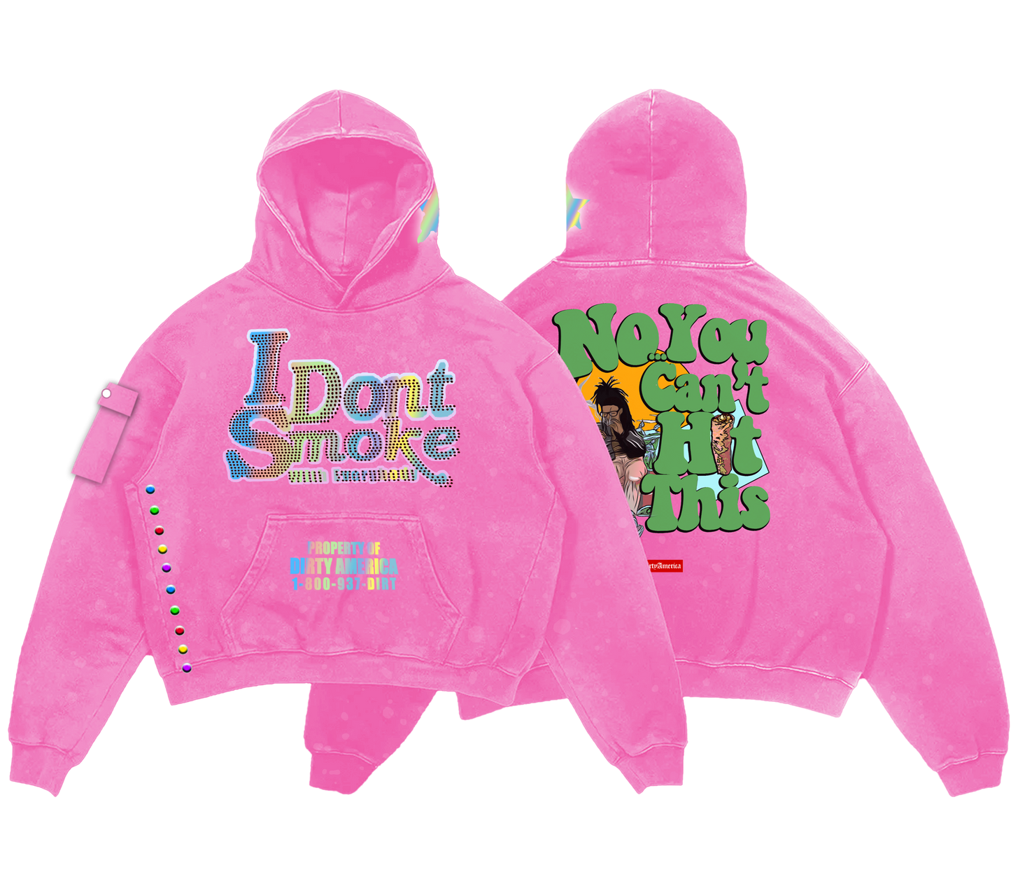 Pink #IDontSmokeWithEverybody Vintage Wash (Hoodie)